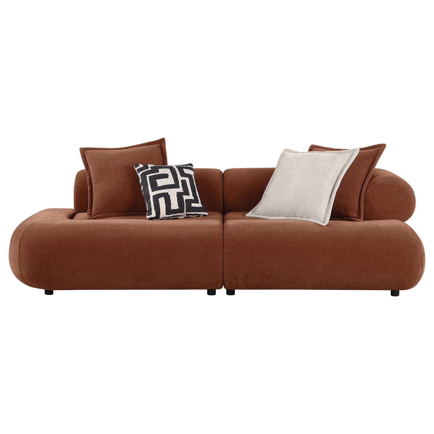 Byrne 105-inch Velvet Modular Bumper Sectional Sofa Rust