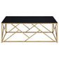 Comisso Contemporary 3-Piece Tempered Glass Coffee Table Set Gold