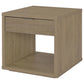Ingram Square End Table with Drawer and Open Shelf Latte