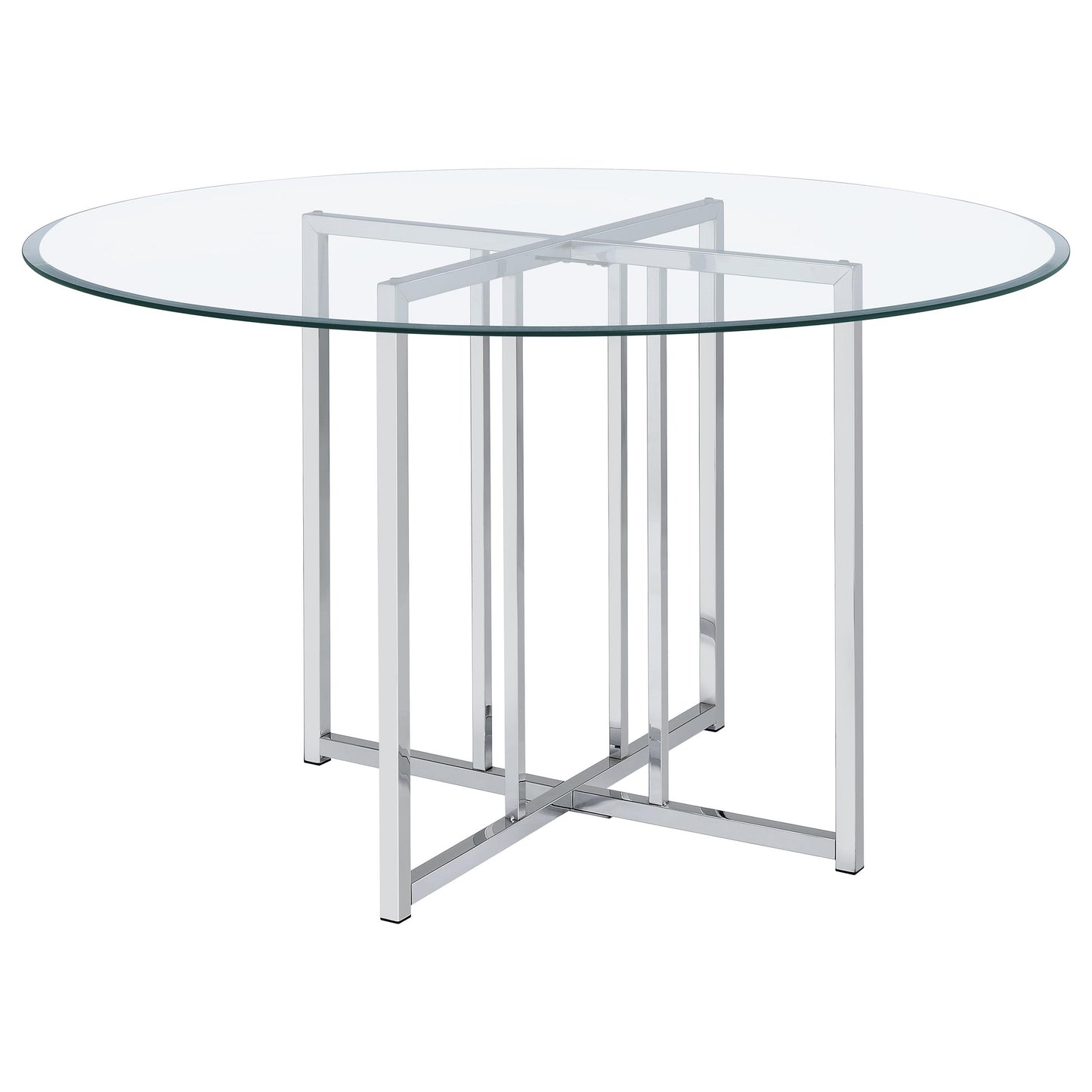 Pace 48-inch Round Glass Top Dining Table Chrome