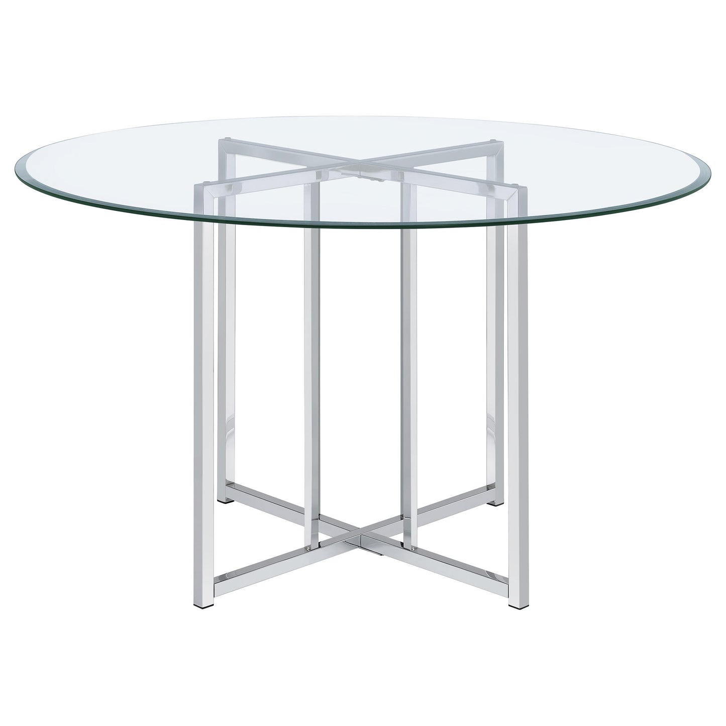 Pace 48-inch Round Glass Top Dining Table Chrome