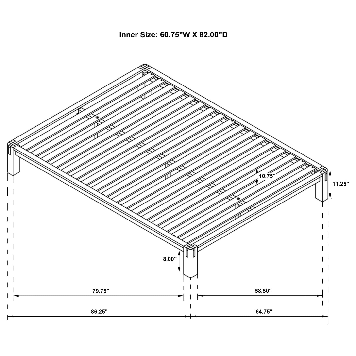 Gislen Queen Easy Assembly Wood Platform Bed Walnut