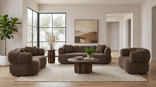 Casarin Fabric 3-Piece Channel-Back Sofa Set Brown
