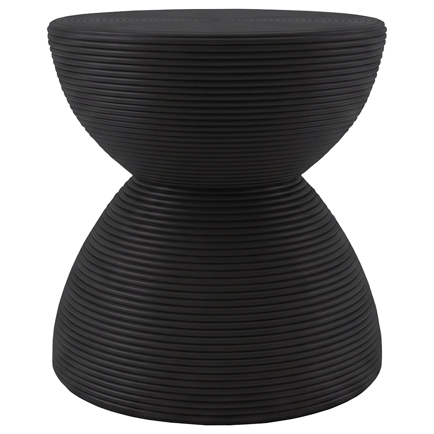 Macedo 2-Piece Transitional Round Rattan Coffee and End Table Set Black