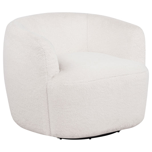 Hudson Faux Fur Swivel Accent Chair Ecru