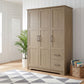 Canova 3-door Bedroom Wardrobe Storage Cabinet Armoire Latte
