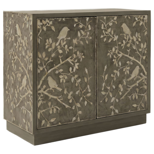 Parkes 2-door Bone Inlay Accent Cabinet Distressed Grey
