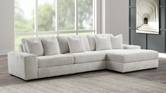 Sunday Beige 3-Piece Skinny-Corduroy Sectional