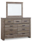 Zelen King/California King Panel Headboard with Mirrored Dresser