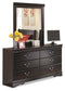 Huey Vineyard Queen Sleigh Headboard with Mirrored Dresser