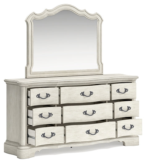 Arlendyne California King Upholstered Bed with Mirrored Dresser and 2 Nightstands