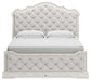 Arlendyne California King Upholstered Bed with Mirrored Dresser and 2 Nightstands
