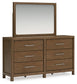 Cabalynn California King Upholstered Bed with Mirrored Dresser and Chest