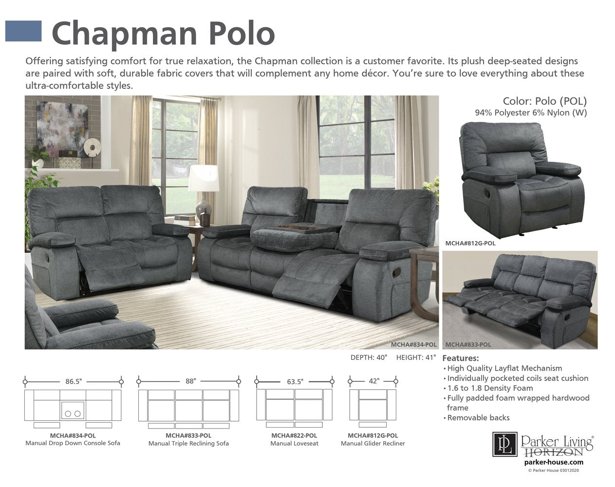 CHAPMAN - POLO MANUAL RECLINING COLLECTION