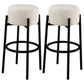 Leonard Upholstered Backless Round Stools White and Black (Set of 2)