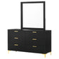 Kendall 6-drawer Dresser with Mirror Black and Gold