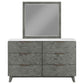 Nathan 6-drawer Dresser with Mirror White Marble and Grey