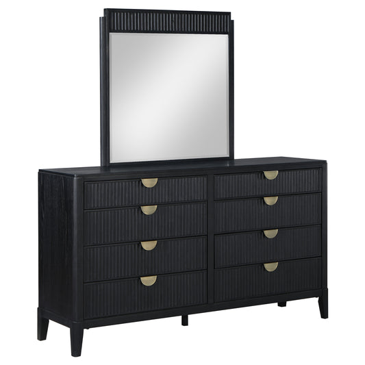 Brookmead 8-drawer Bedroom Dresser with Mirror Black