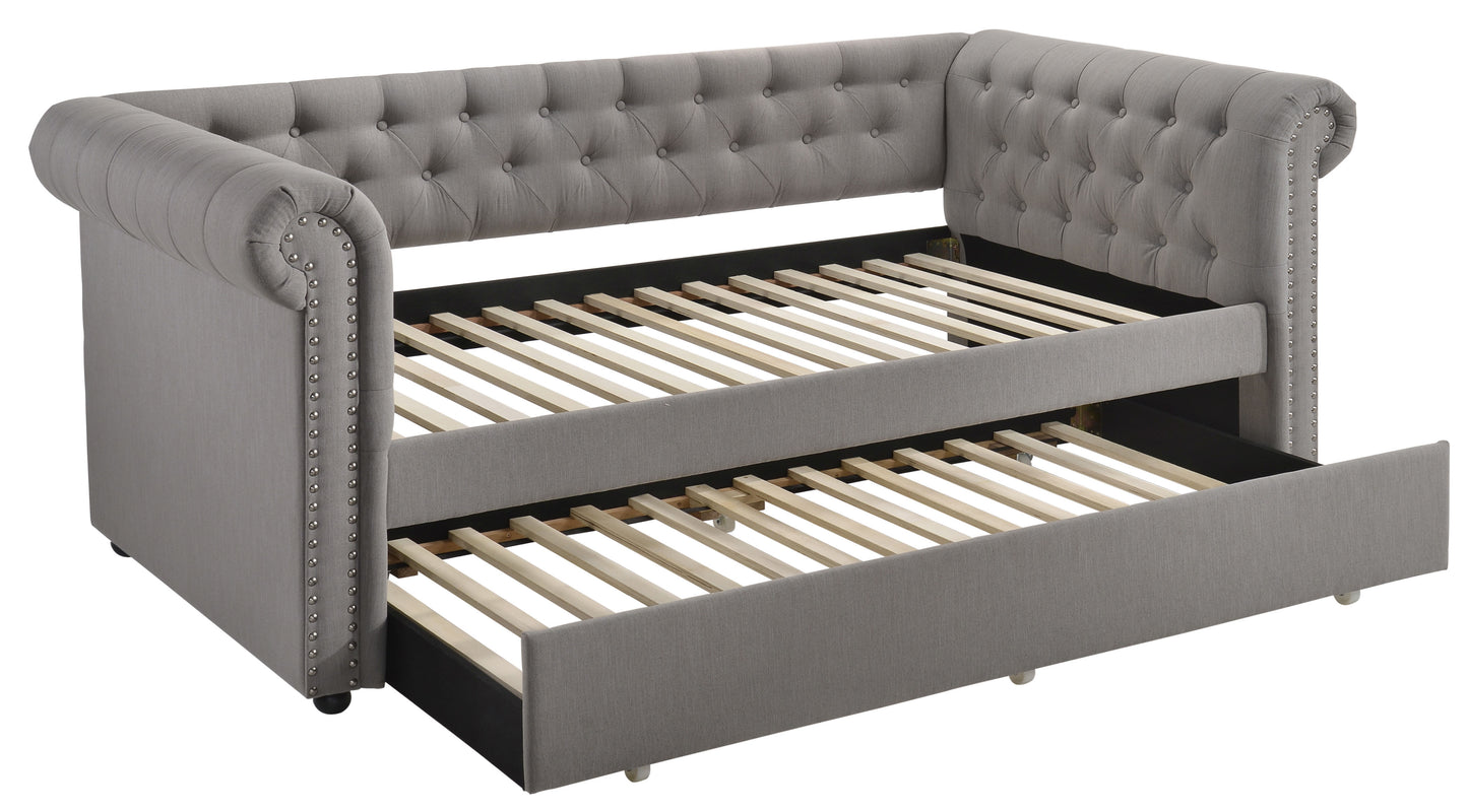 Kepner Tufted Upholstered Daybed Grey with Trundle