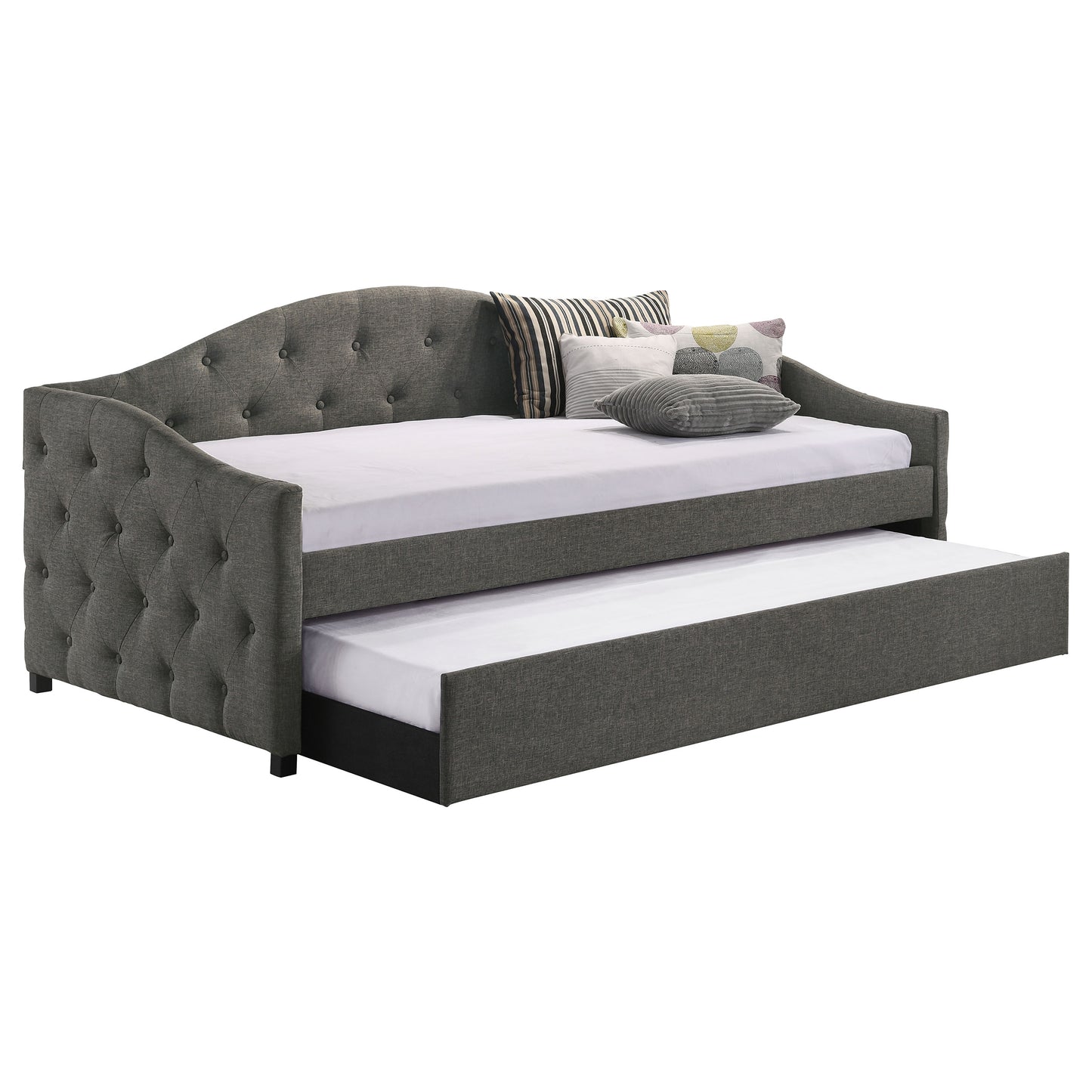 Sadie Upholstered Twin Daybed with Trundle Grey