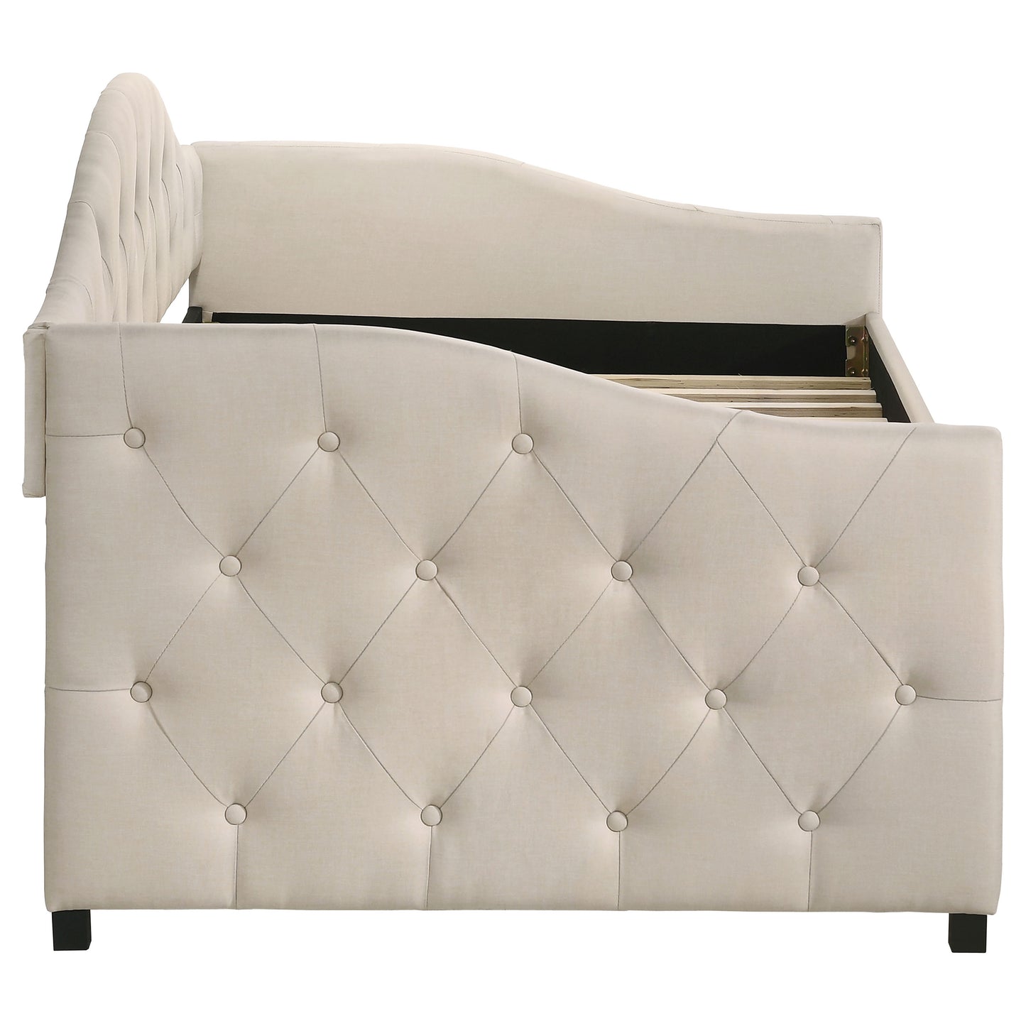 Sadie Upholstered Twin Daybed with Trundle Taupe