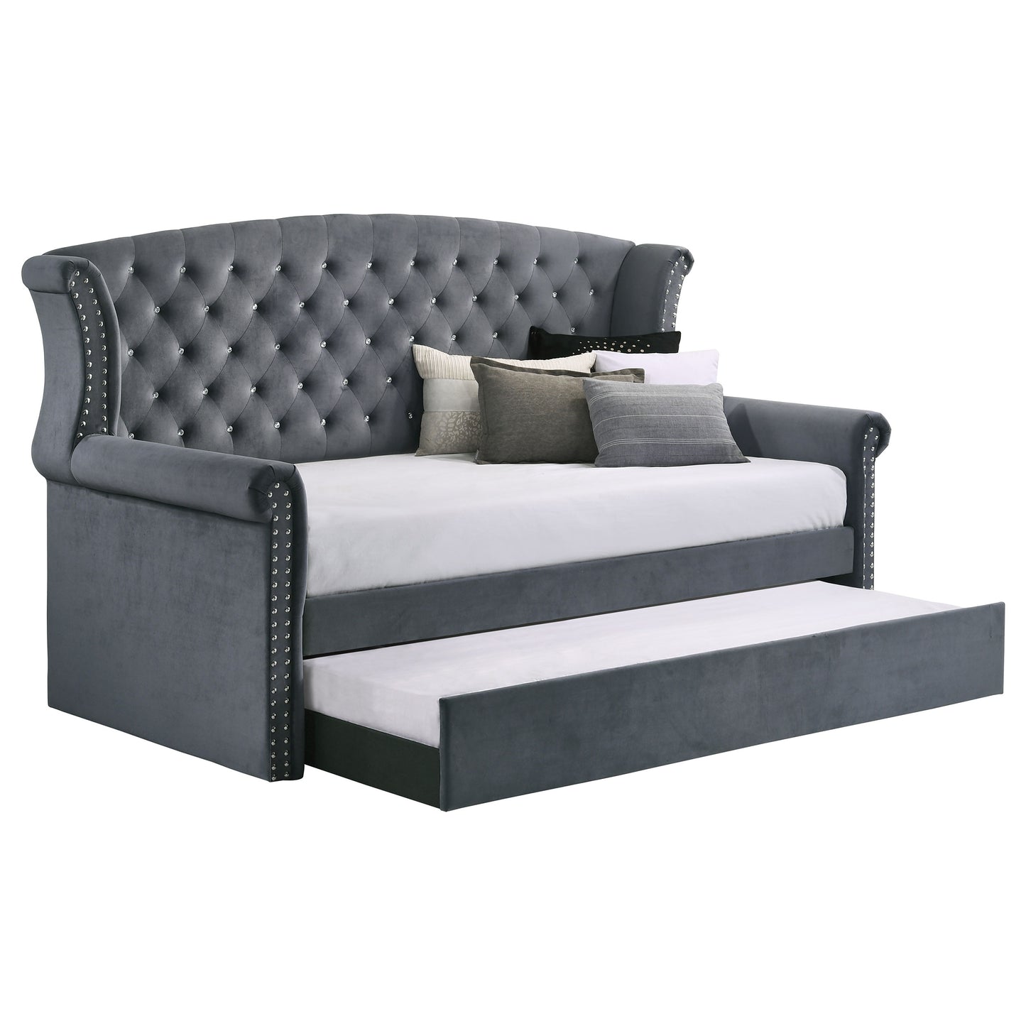 Scarlett Upholstered Twin Daybed with Trundle Grey