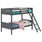 Littleton Wood Twin Over Twin Bunk Bed Grey
