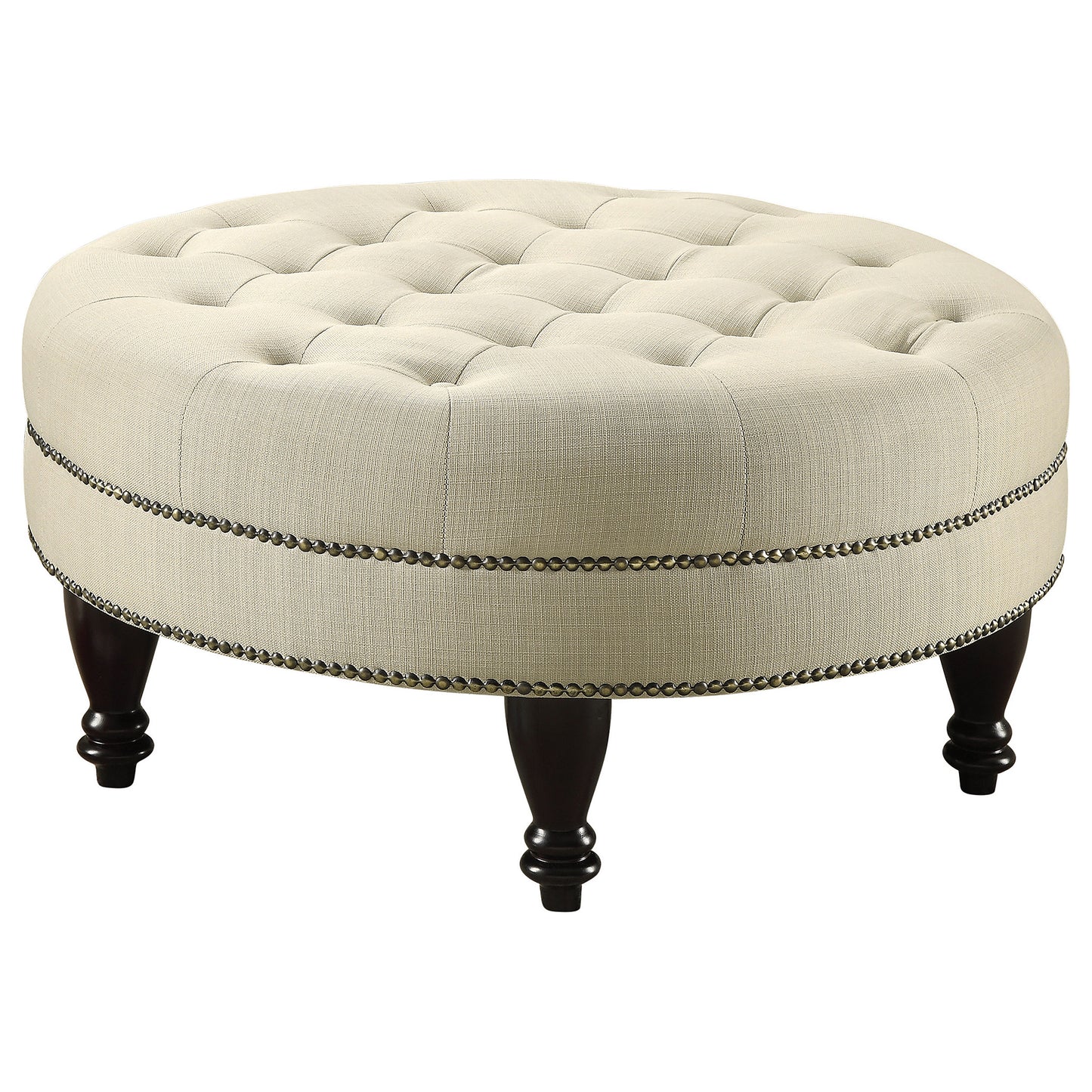 Elchin Round Upholstered Tufted Ottoman Oatmeal