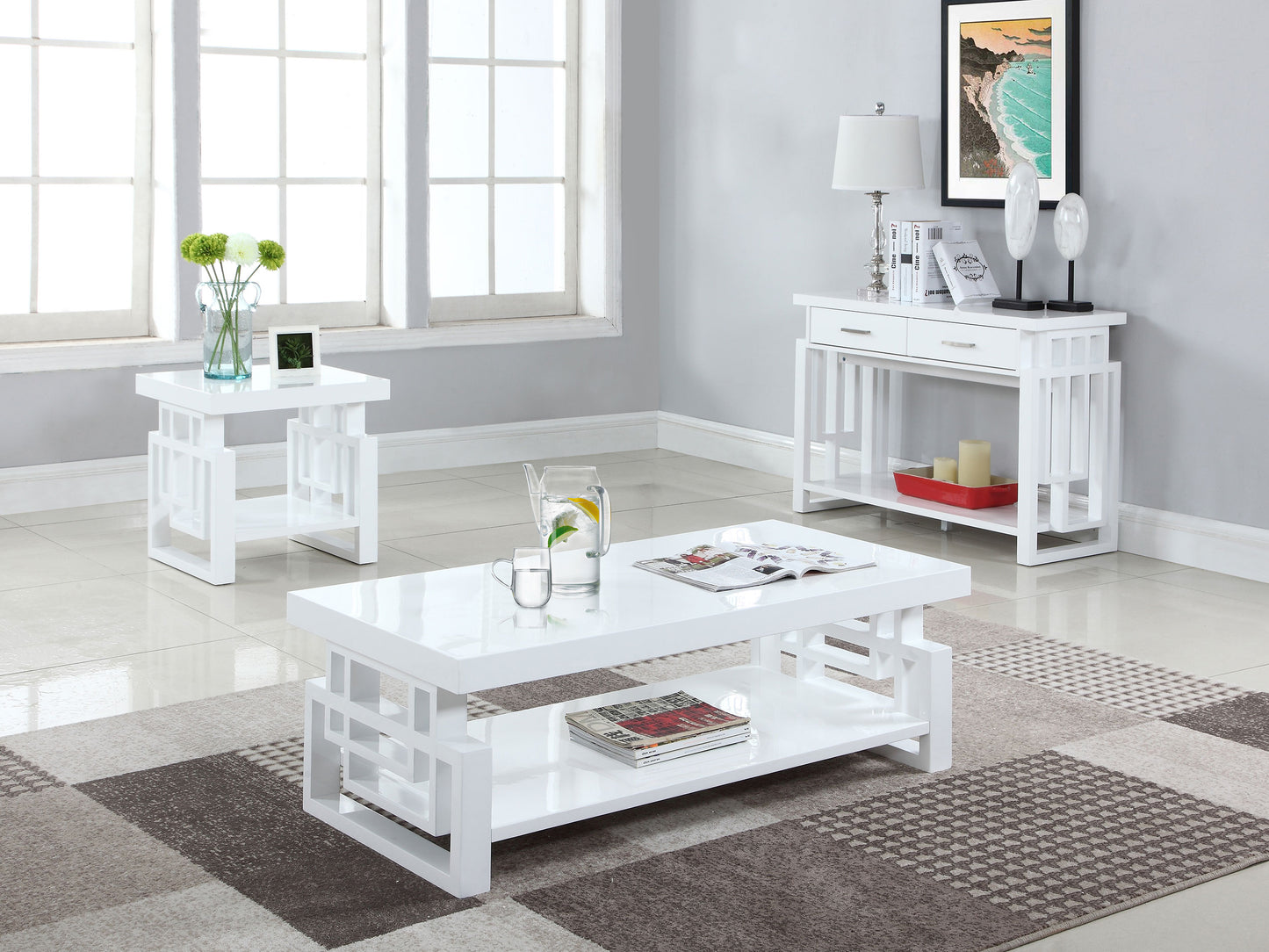Schmitt Rectangular End Table High Glossy White
