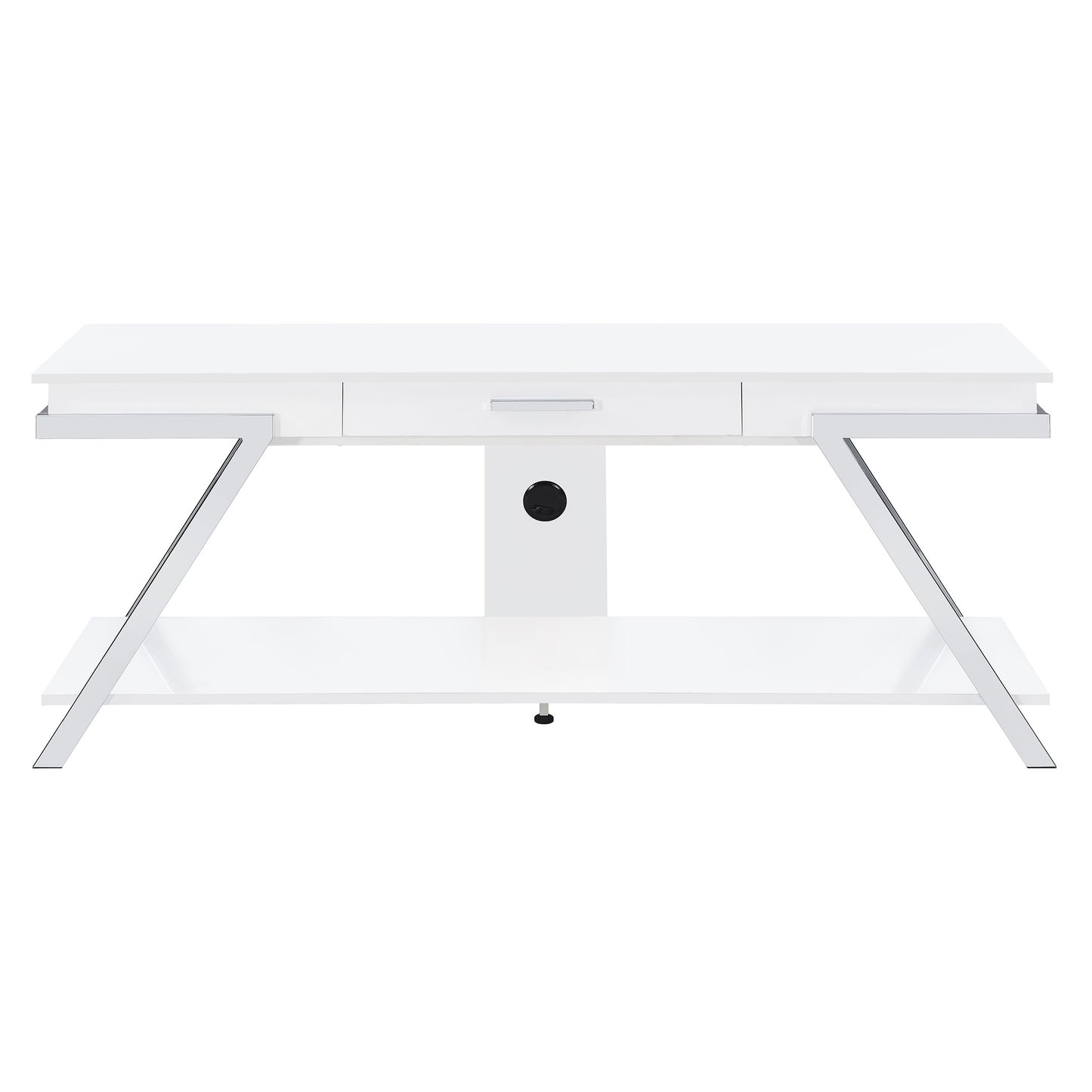 Marcia 1-drawer Wood 60" TV Stand White High Gloss and Chrome