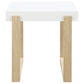 Pala Rectangular End Table with Sled Base White High Gloss and Natural