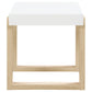 Pala Rectangular End Table with Sled Base White High Gloss and Natural