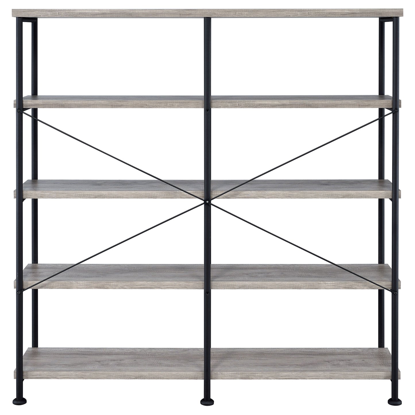 Analiese 63-inch 4-shelf Double Bookshelf Grey Driftwood
