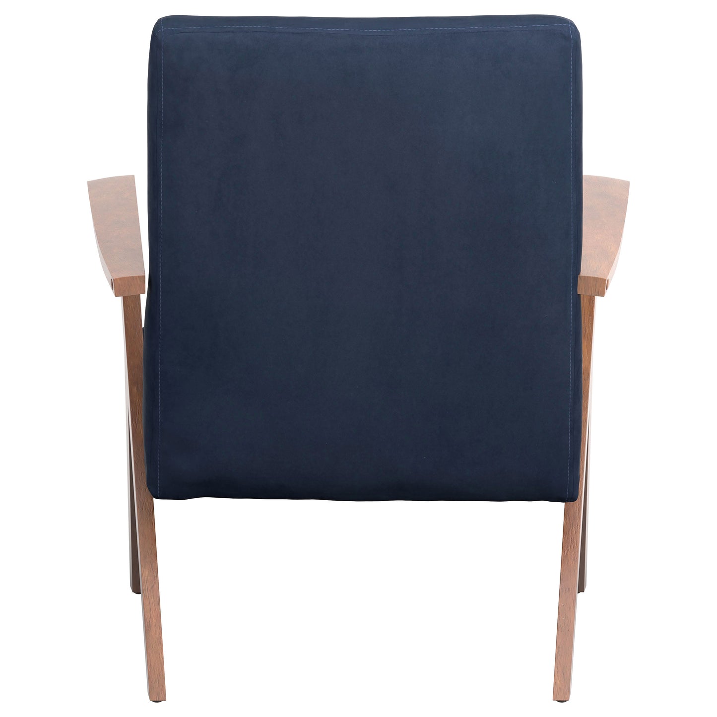 Cheryl Wooden Arms Accent Chair Dark Blue and Walnut